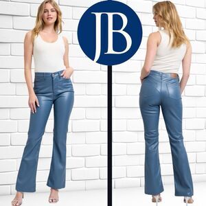 Judy Blue High Waist Blue Tummy Control Faux Leather Bootcut Pants NWT